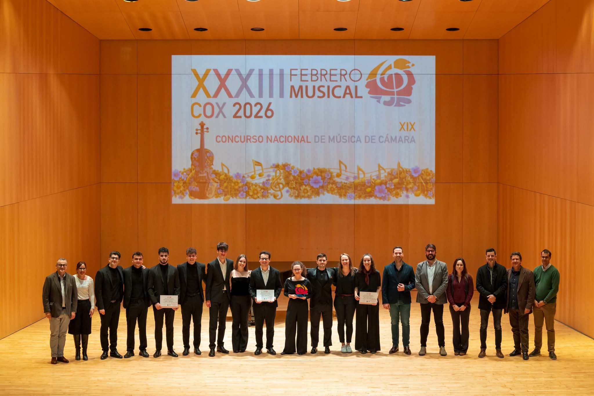 Prizewinners and jury of the XXXIII Febrero Musical, Cox 2026